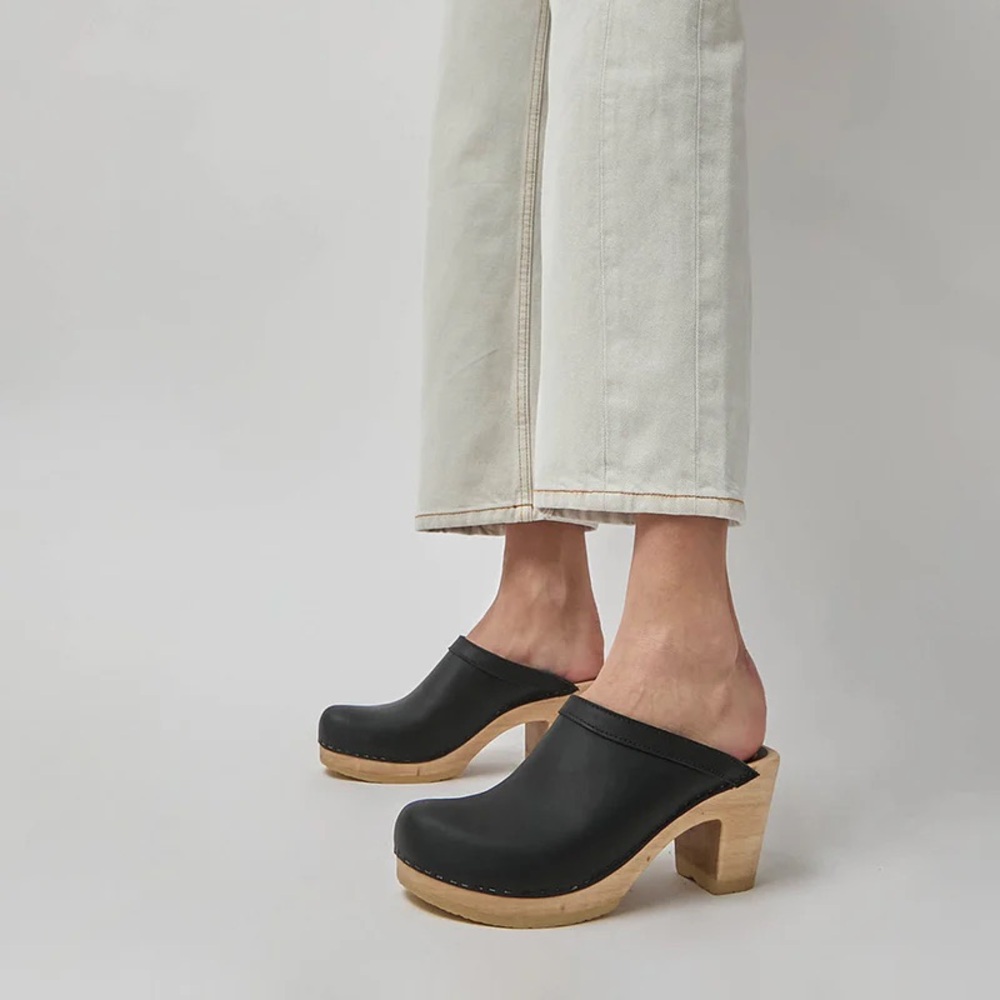 Free People Black Leather Clogs